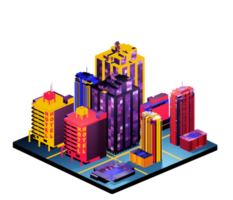 Retro isometric building png