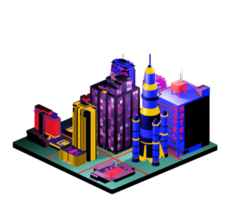 Isometric building in retro style png