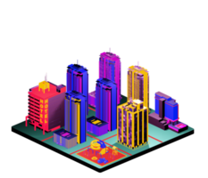 Retro isometric building png