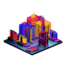 Retro isometric building png