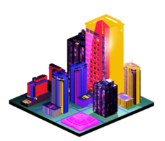 Retro isometric building png