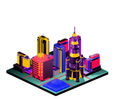 Isometric building in retro style png