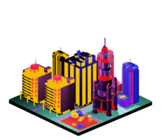 Retro isometric building png