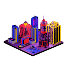 Retro isometric building png