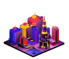 Retro isometric building png