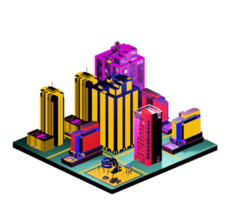 Isometric building in retro style png