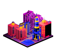 Isometric building in retro style png