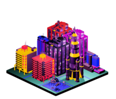 Isometric building in retro style png