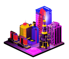 Isometric building in retro style png