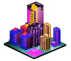 Retro isometric building png