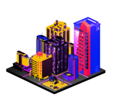 Retro isometric building png