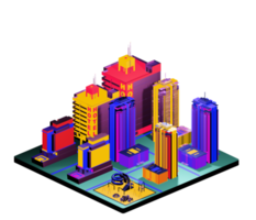 Retro isometric building png