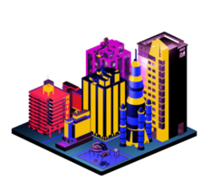 Isometric building in retro style png