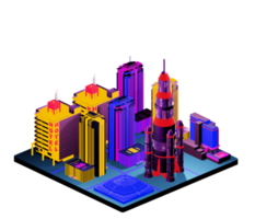 Isometric building in retro style png