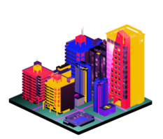 Retro isometric building png