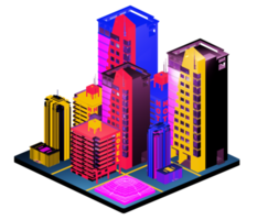 Retro isometric building png