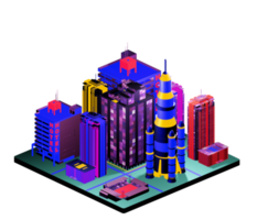 Retro isometric building png