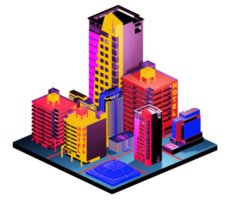 Retro isometric building png