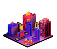 Retro isometric building png