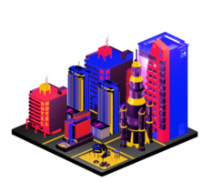 Isometric building in retro style png