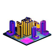 Retro isometric building png