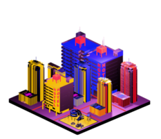 Retro isometric building png