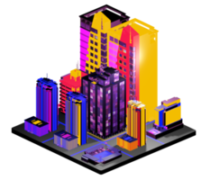 edificio isométrico en estilo retro png