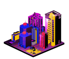 Isometric building arrangement png