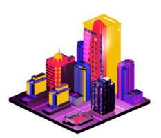 Retro isometric building png