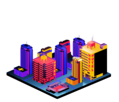 Retro isometric building png