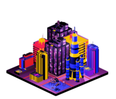 Isometric building in retro style png