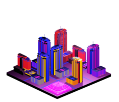 Retro isometric building png