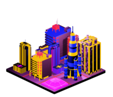 Retro isometric building png