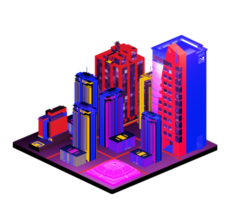 Retro isometric building png