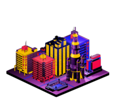 Retro isometric building png