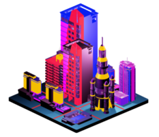 Isometric building in retro style png