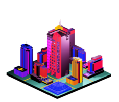 Retro isometric building png