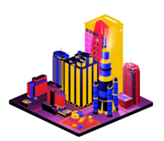 Isometric building in retro style png