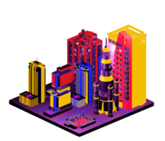 Isometric building in retro style png