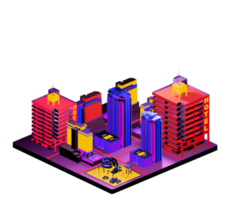 Isometric building in retro style png