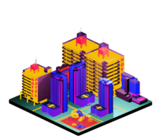 Retro isometric building png