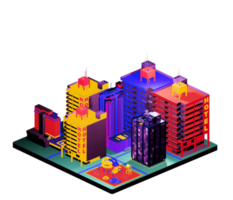 Retro isometric building png