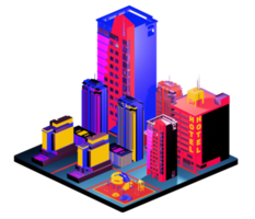 Retro isometric building png