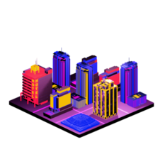 Retro isometric building png