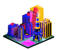 Retro isometric building png