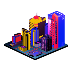 Isometric building in retro style png