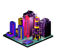 Isometric building in retro style png