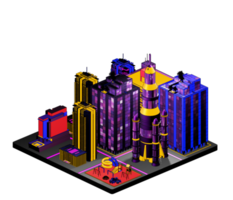 Retro isometric building png