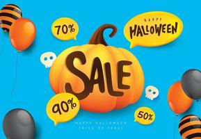 Halloween sale banner background design with Festive Elements Halloween vector