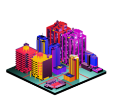 Retro isometric building png